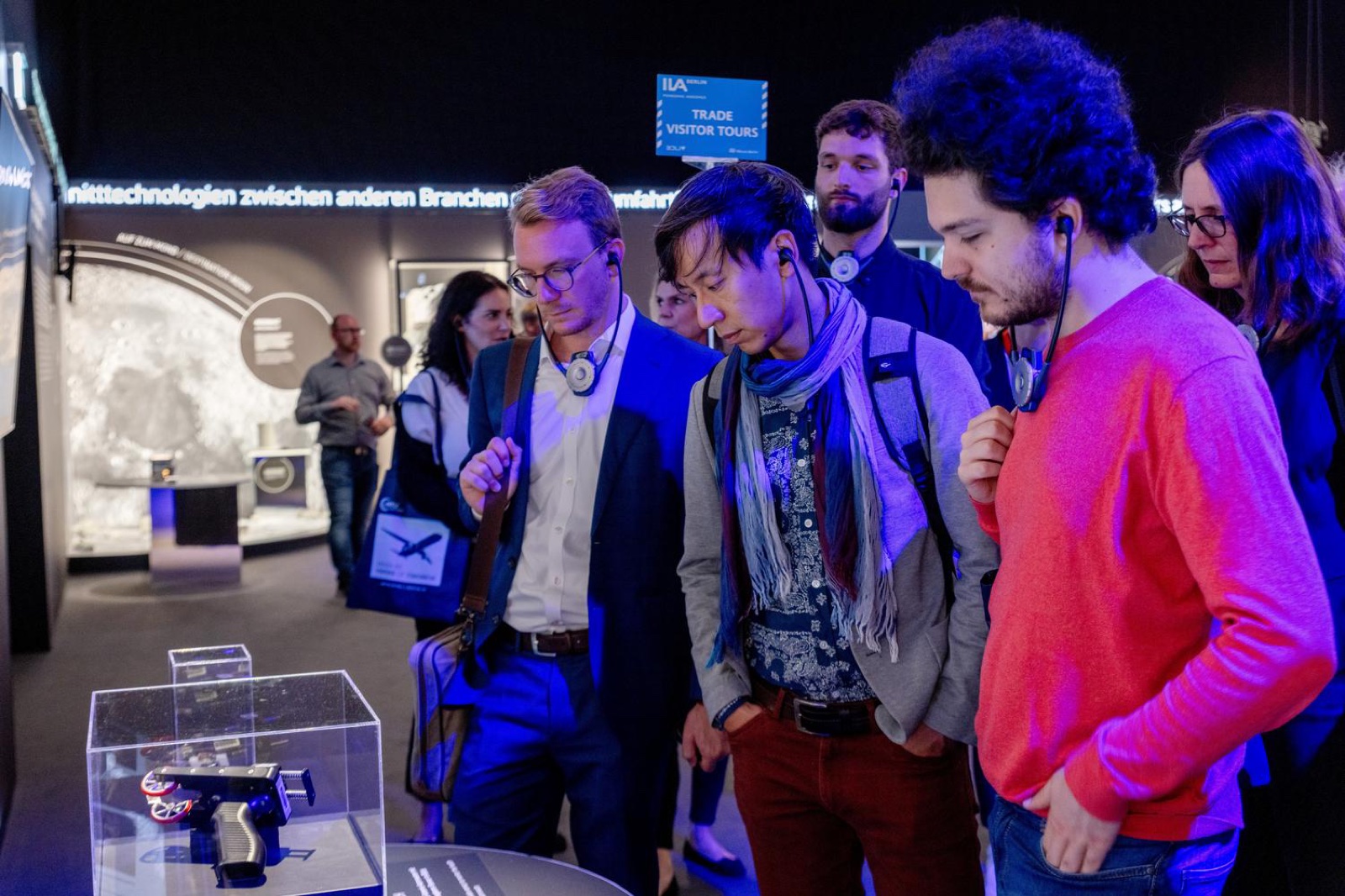 Visitors discovering an exhibit in the Space Pavilion