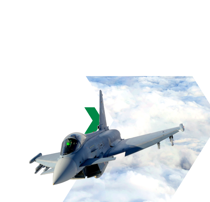 Jet in front of a cloudy sky